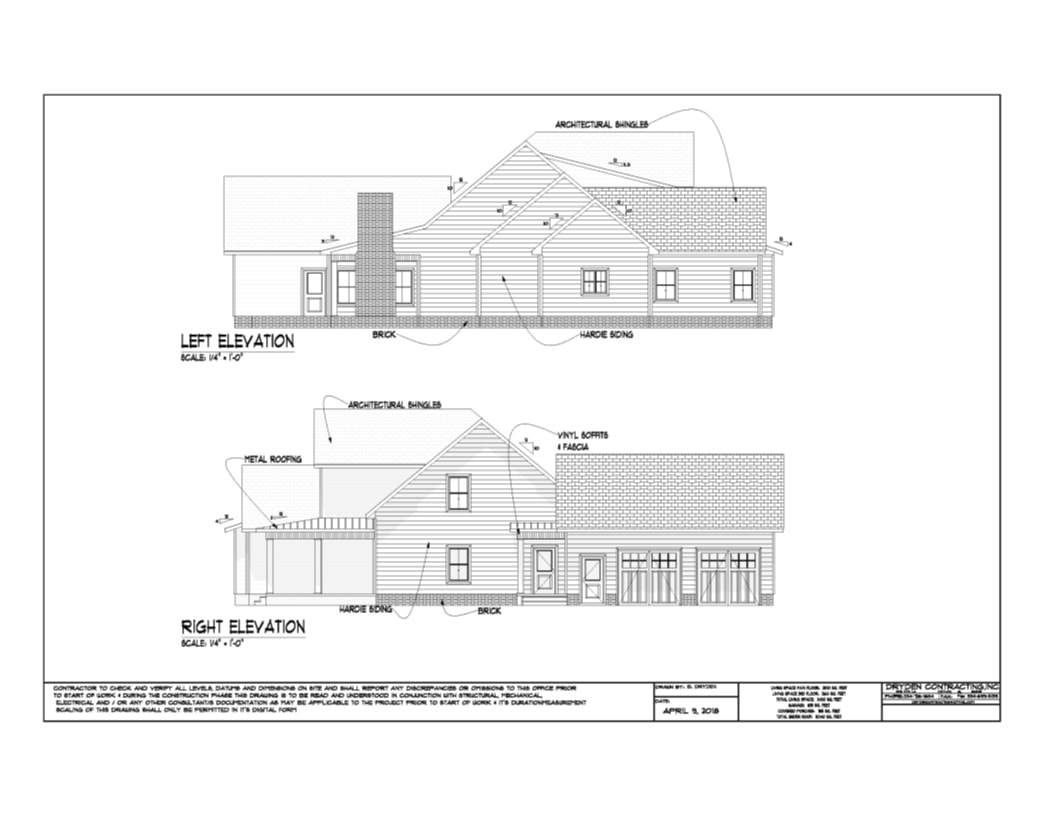 Craftsman Ranch — Left and Right Elevation drawings