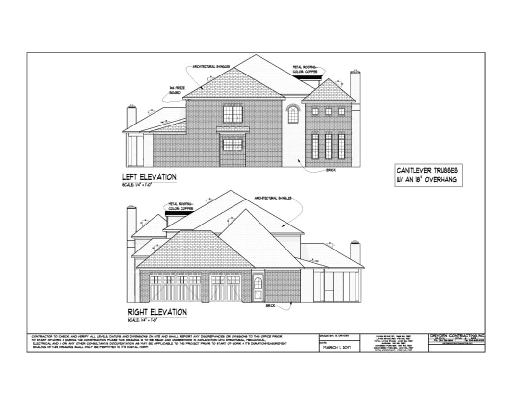 Two-Story Brick Colonial — additional elevation drawings, brick and hardie siding